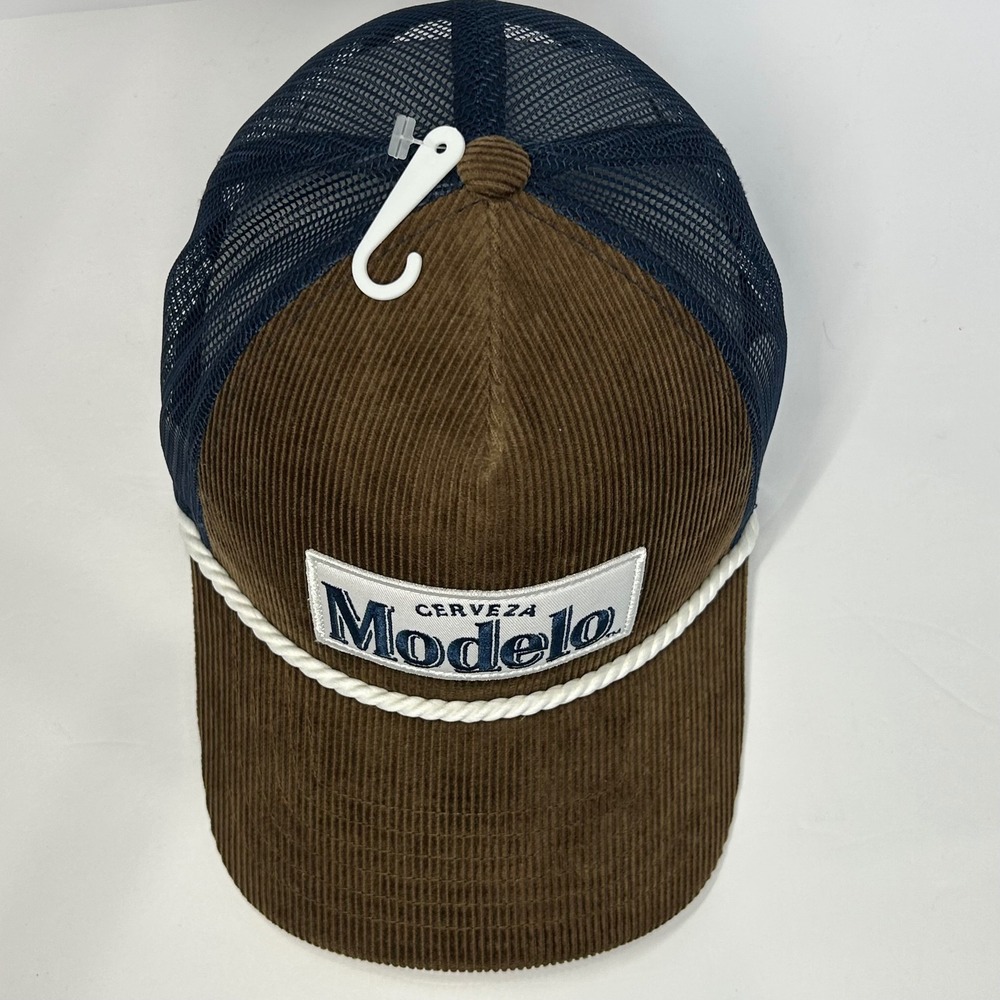 Modelo Cerveza Brown Corduroy Navy Mesh Rope Trucker Hat Snapback Cap New - Picture 3 of 9